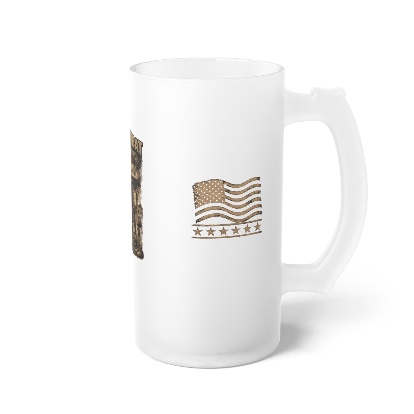 Iraq Combat Veteran Frosted Glass Beer Mug – Military Tribute Beer Stein