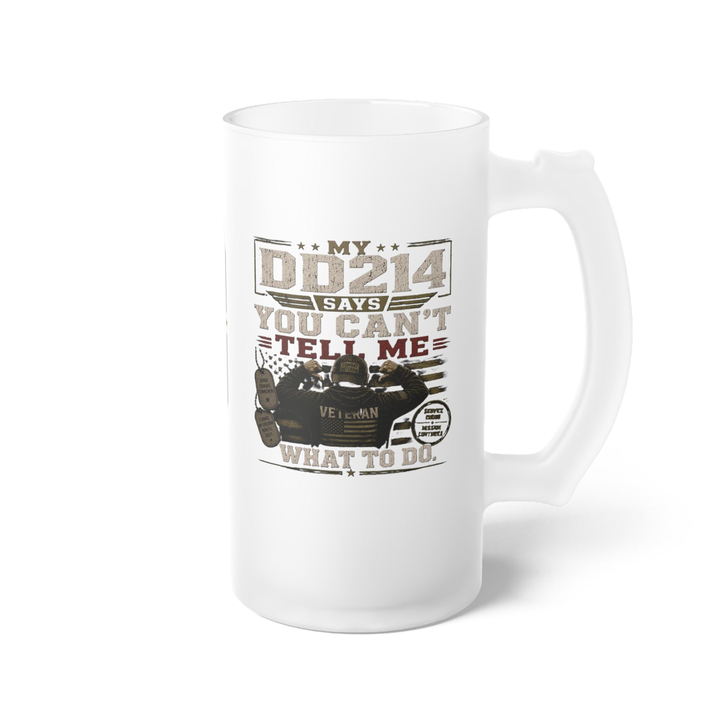 Marine Veteran Frosted Glass Beer Mug — Military Pride Beer Stein
