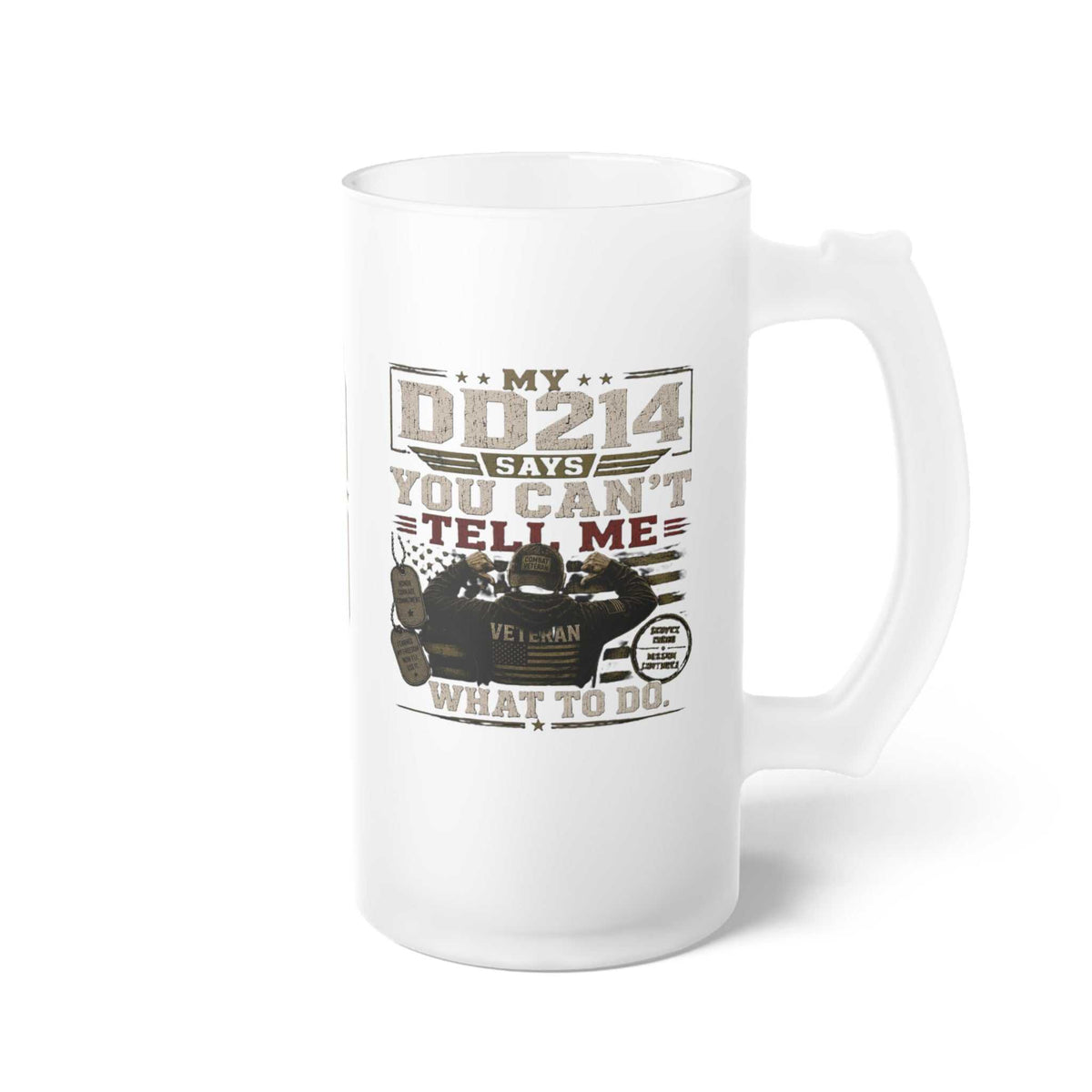 Marine Veteran Frosted Glass Beer Mug — Military Pride Beer Stein