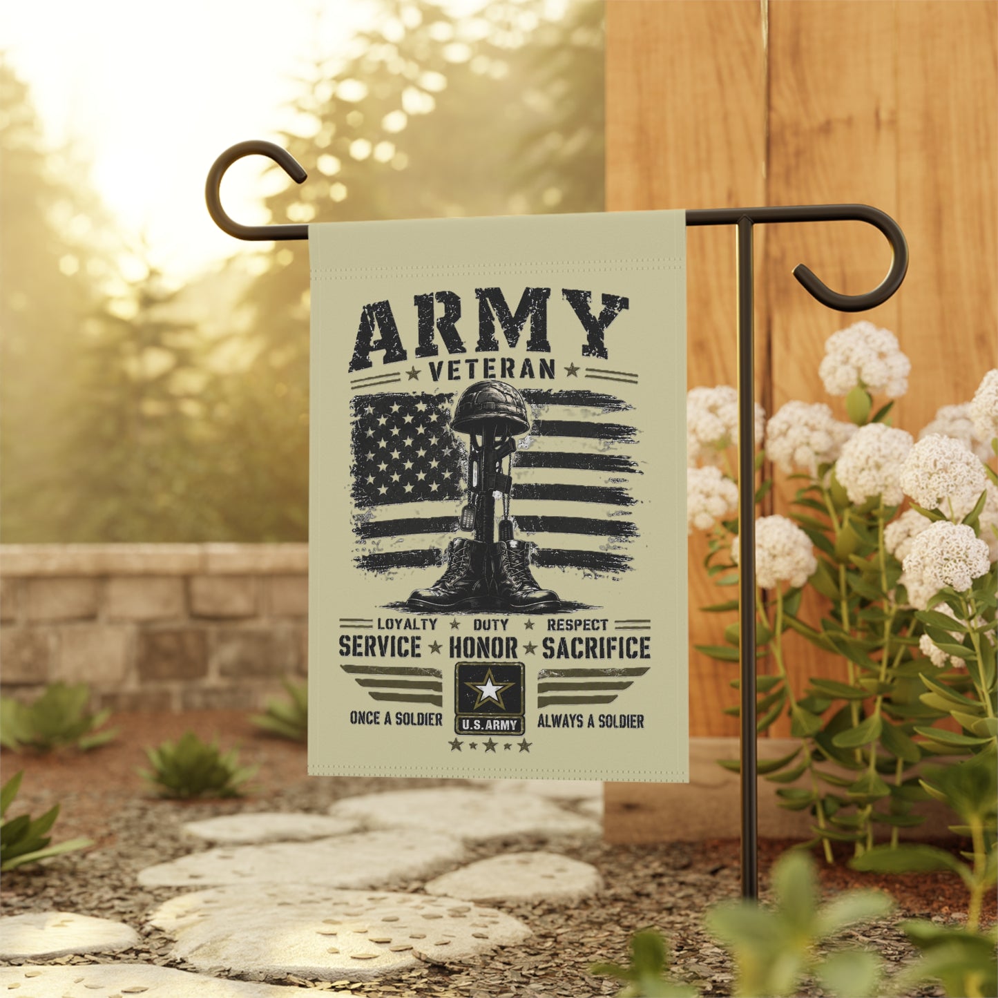 Army Veteran Garden Flag — Service, Honor & Sacrifice Memorial Banner
