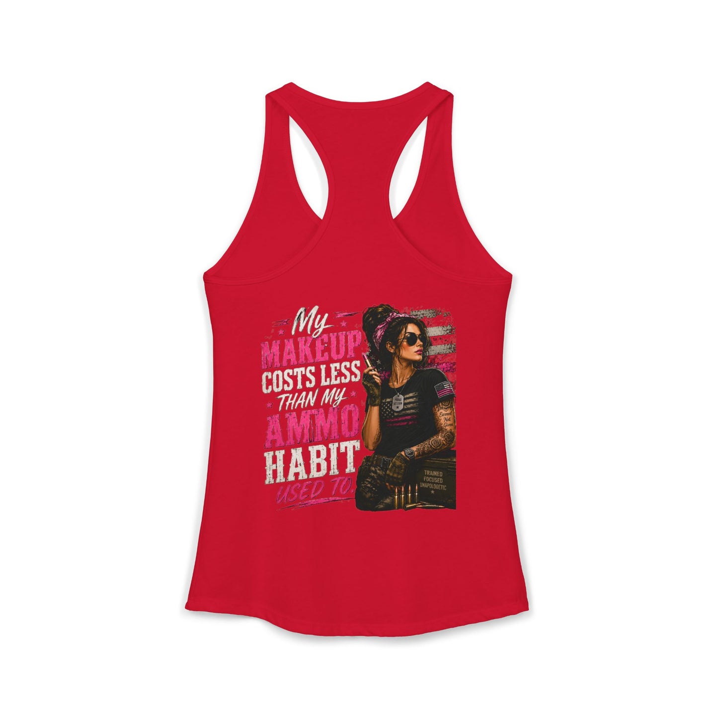 Women's Ideal Racerback Tank - 'My Makeup Cost Less than My Ammo'