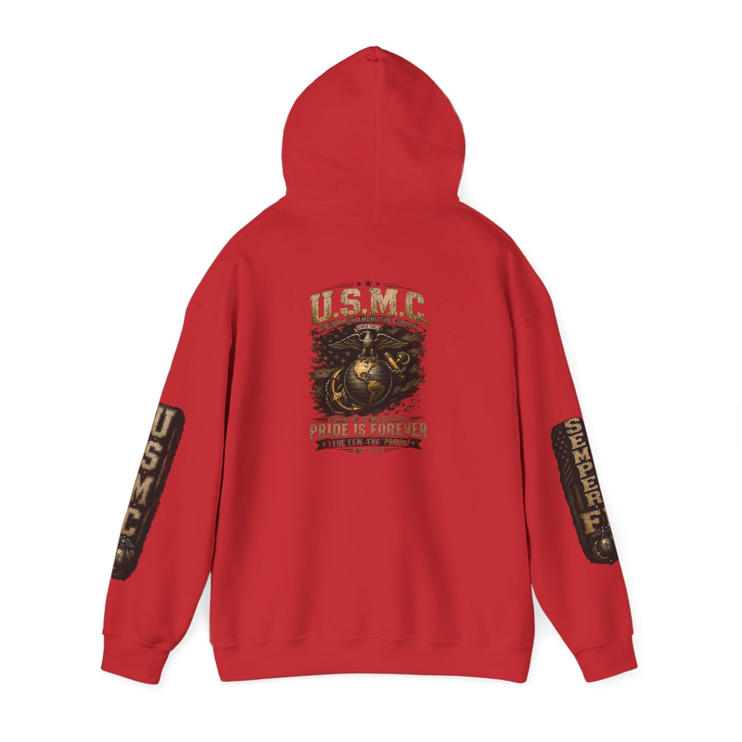USMC Pride Hoodie — Military Veteran Skull Emblem Sweatshirt