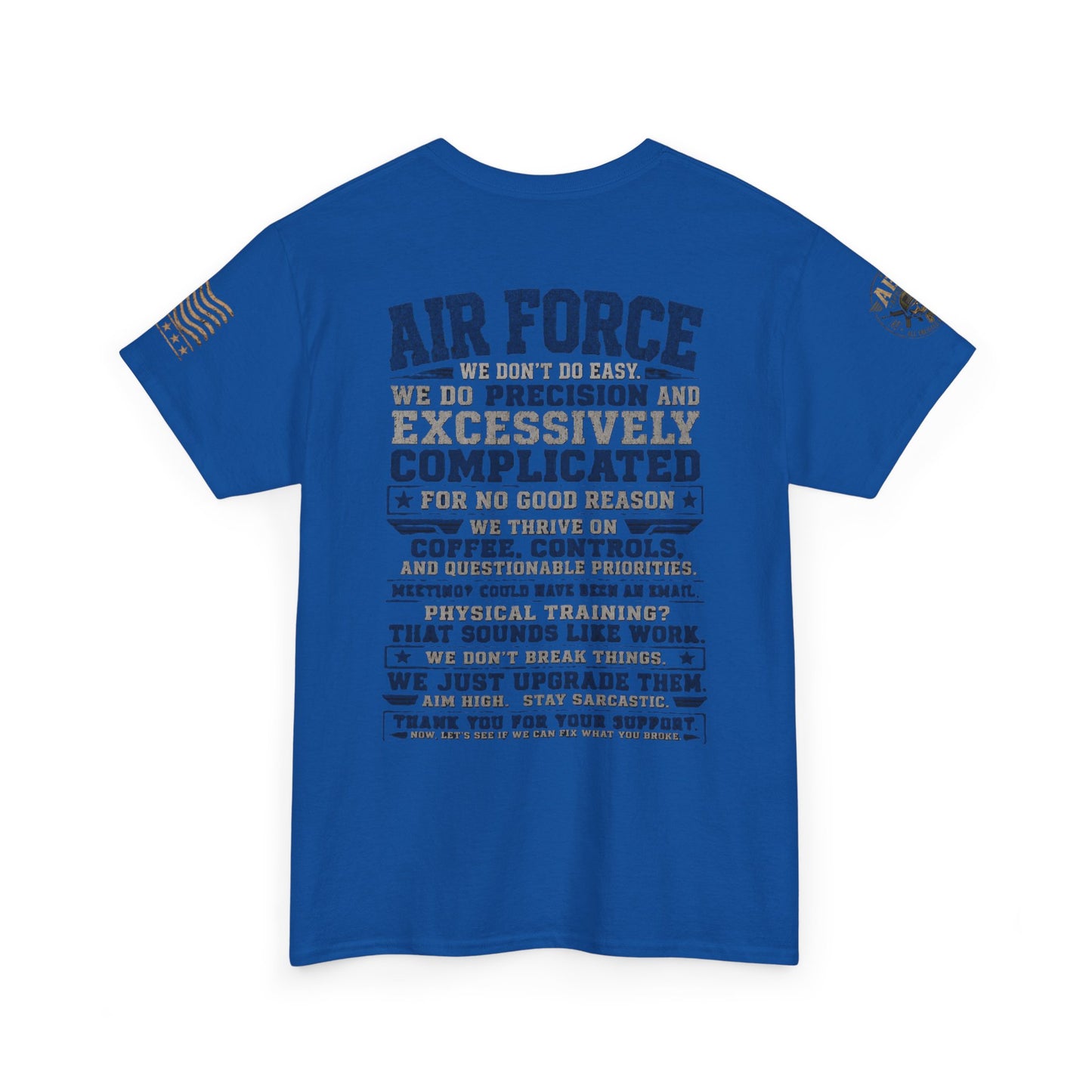 Air Force Crewneck T‑Shirt — "Air Force: Precision & Coffee" Military Graphic Tee