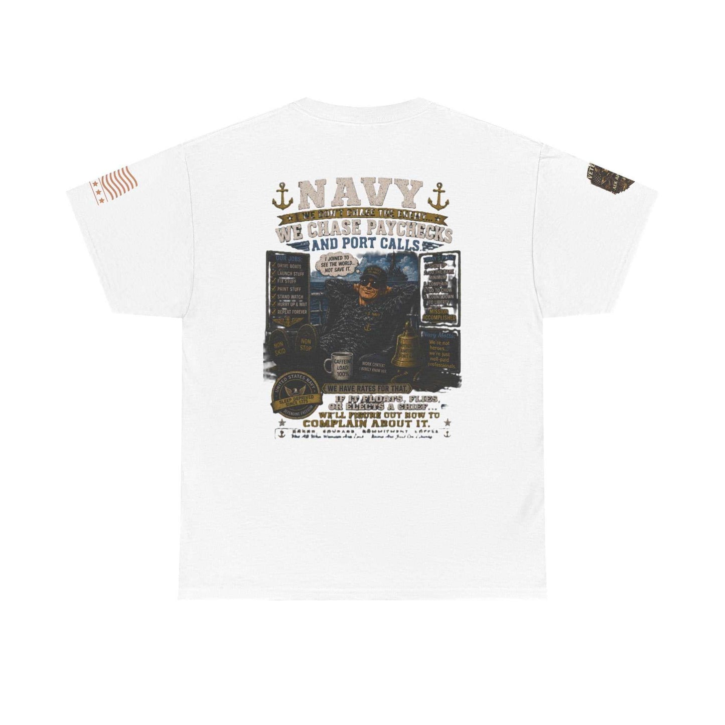 Navy Veteran Graphic Tee - 'Navy: Sea, Salt & Port Calls' Military Shirt