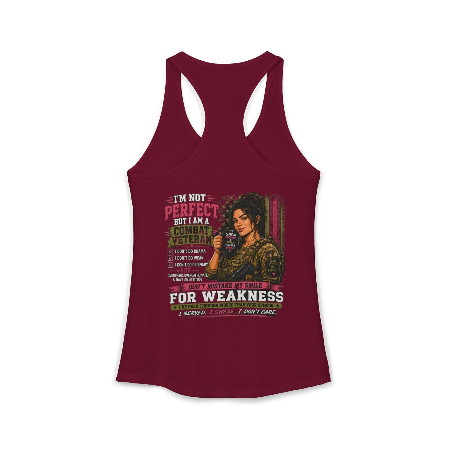 Women's Ideal Racerback Tank - 'I Am Not Perfect, I Am A Combat Veteran'