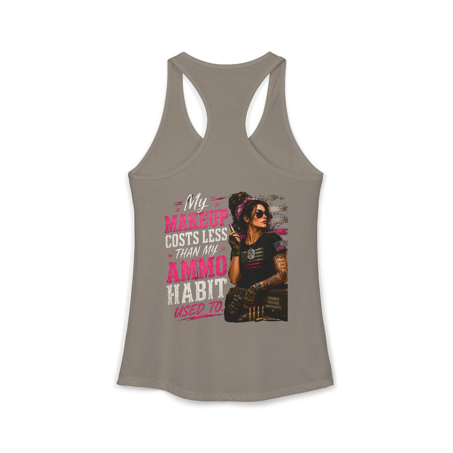 Women's Ideal Racerback Tank - 'My Makeup Cost Less than My Ammo'