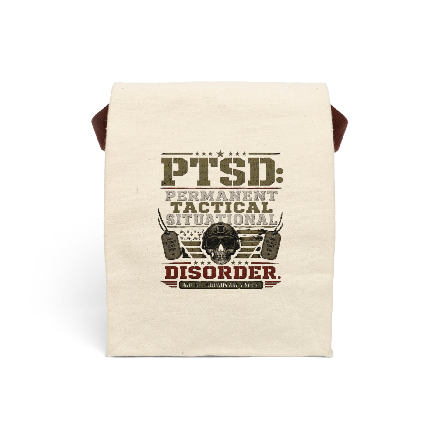 PTSD Tactical Situational Disorder Canvas Lunch Bag — Military Skull Design