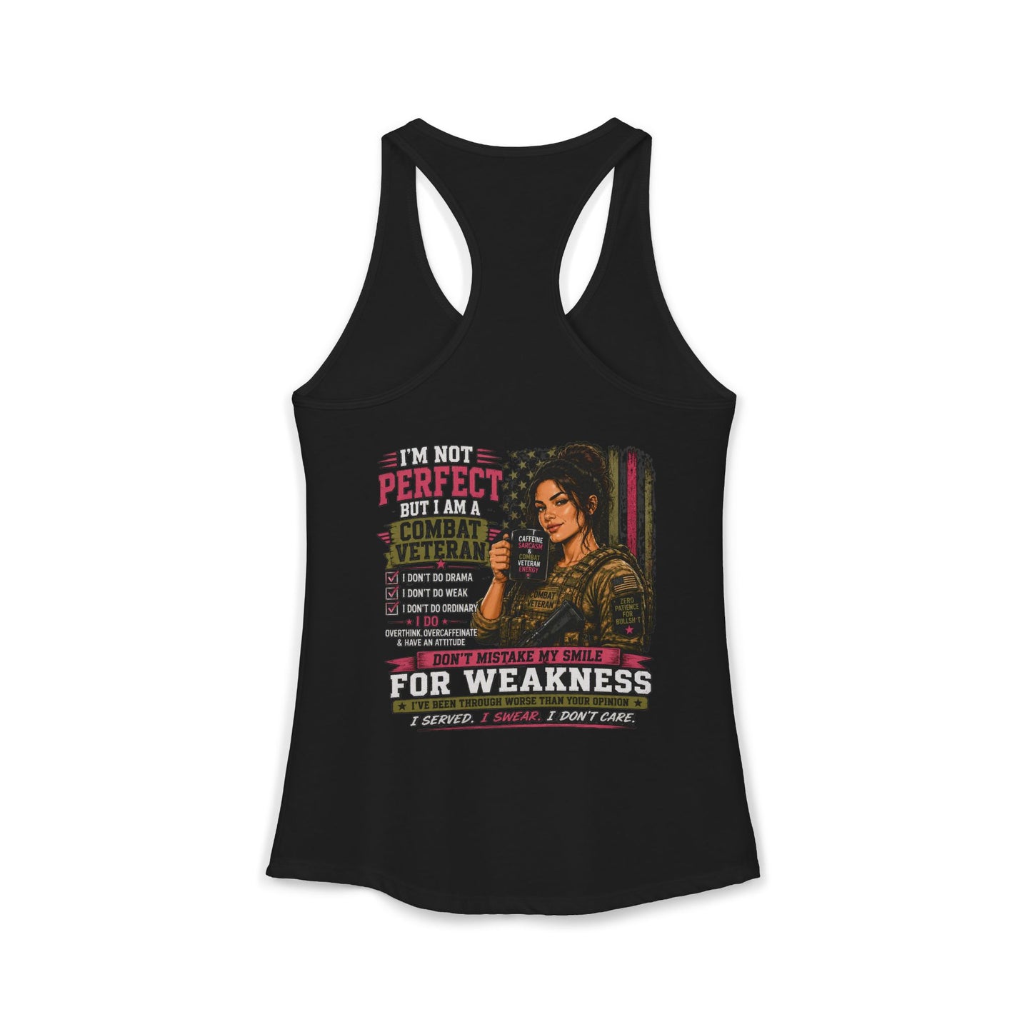 Women's Ideal Racerback Tank - 'I Am Not Perfect, I Am A Combat Veteran'