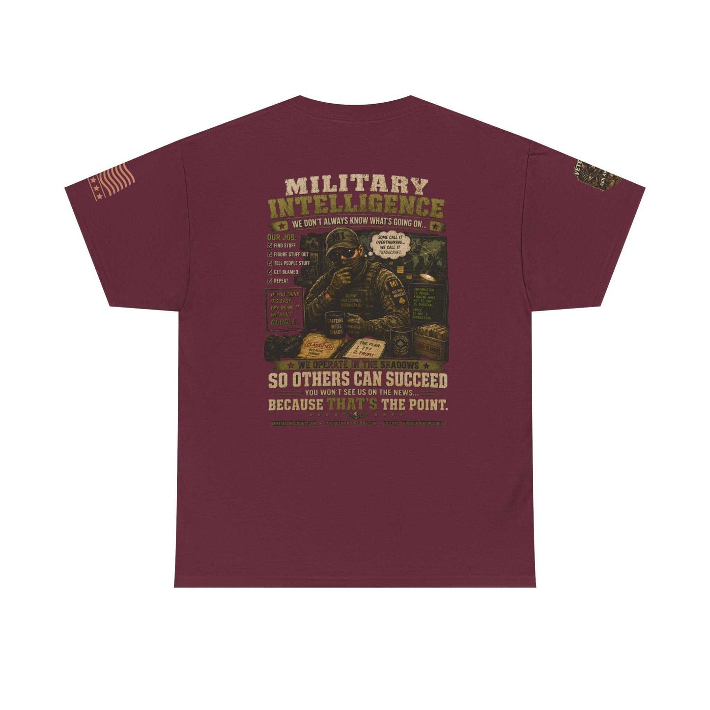 Military Intelligence Graphic Tee — Retro Soldier Design
