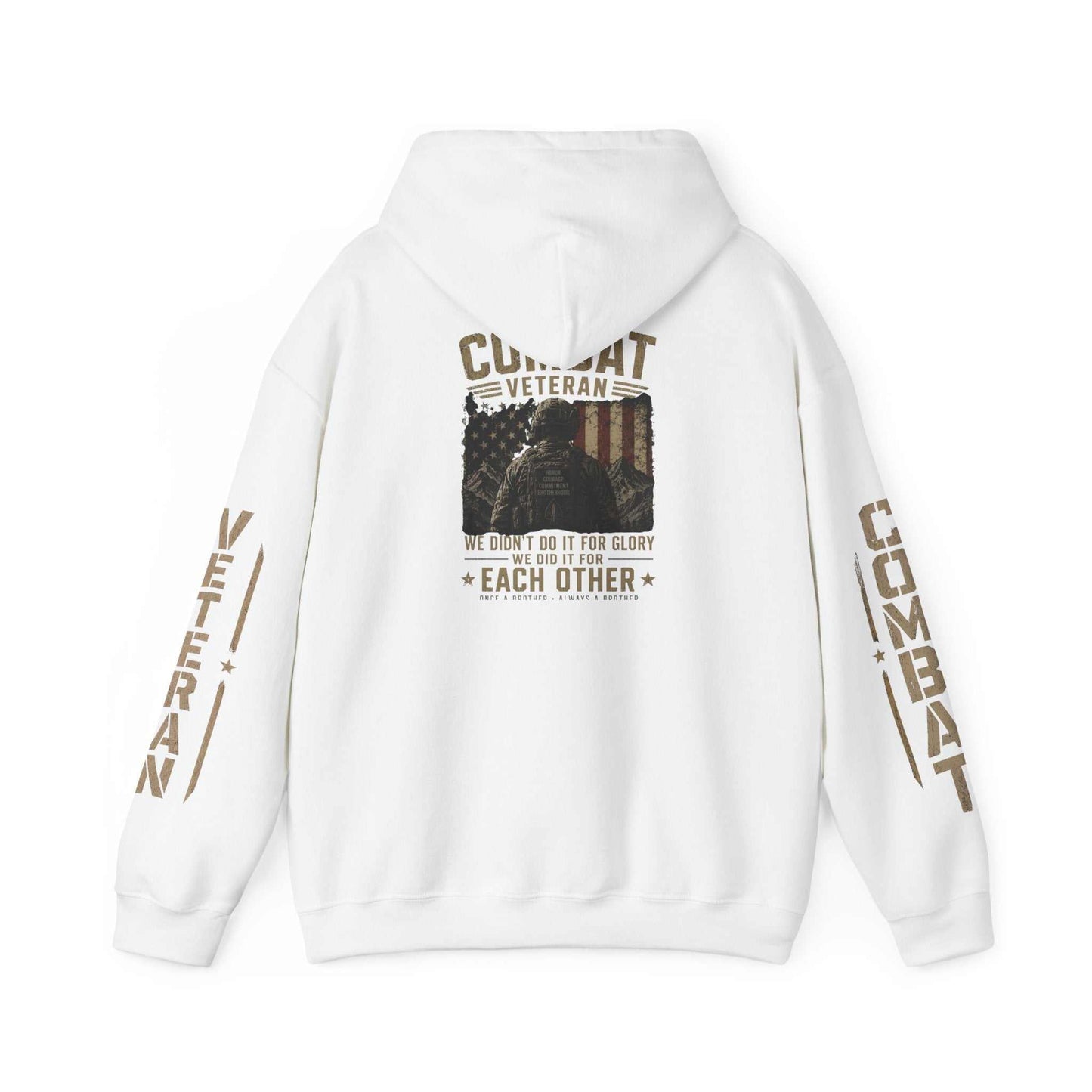 Combat Veteran Hoodie — Patriotic Military Veteran Sweatshirt with 'Combat Veteran' Sleeve Graphics
