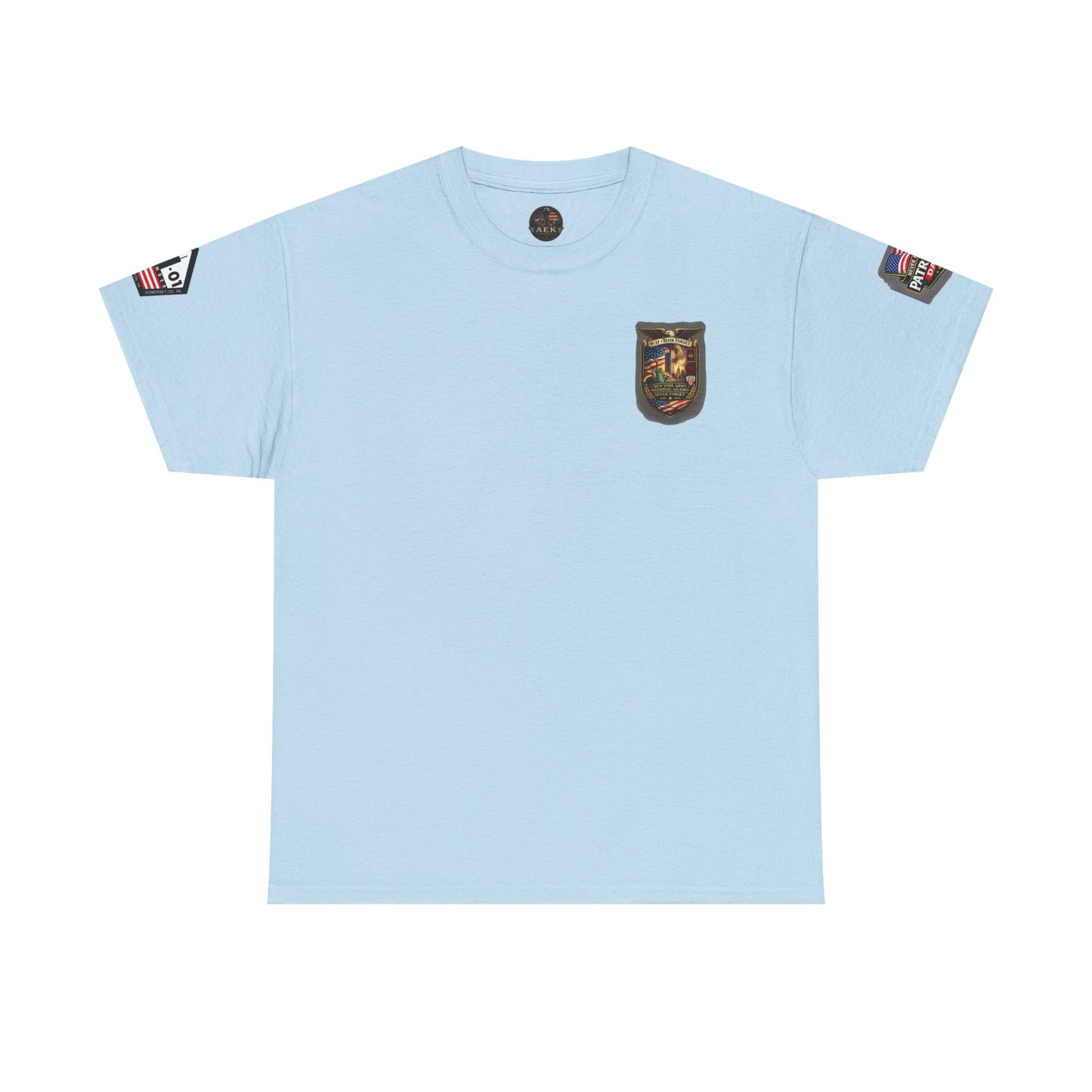 NYARNG Patriots Day Memorial Tee – "Never Forget" 25th Anniversary American Flag Shirt