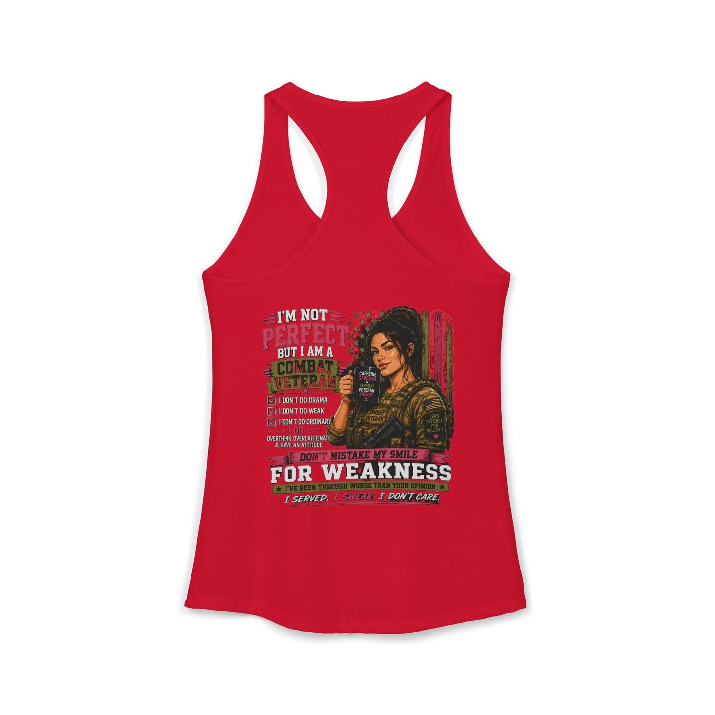 Women's Ideal Racerback Tank - 'I Am Not Perfect, I Am A Combat Veteran'