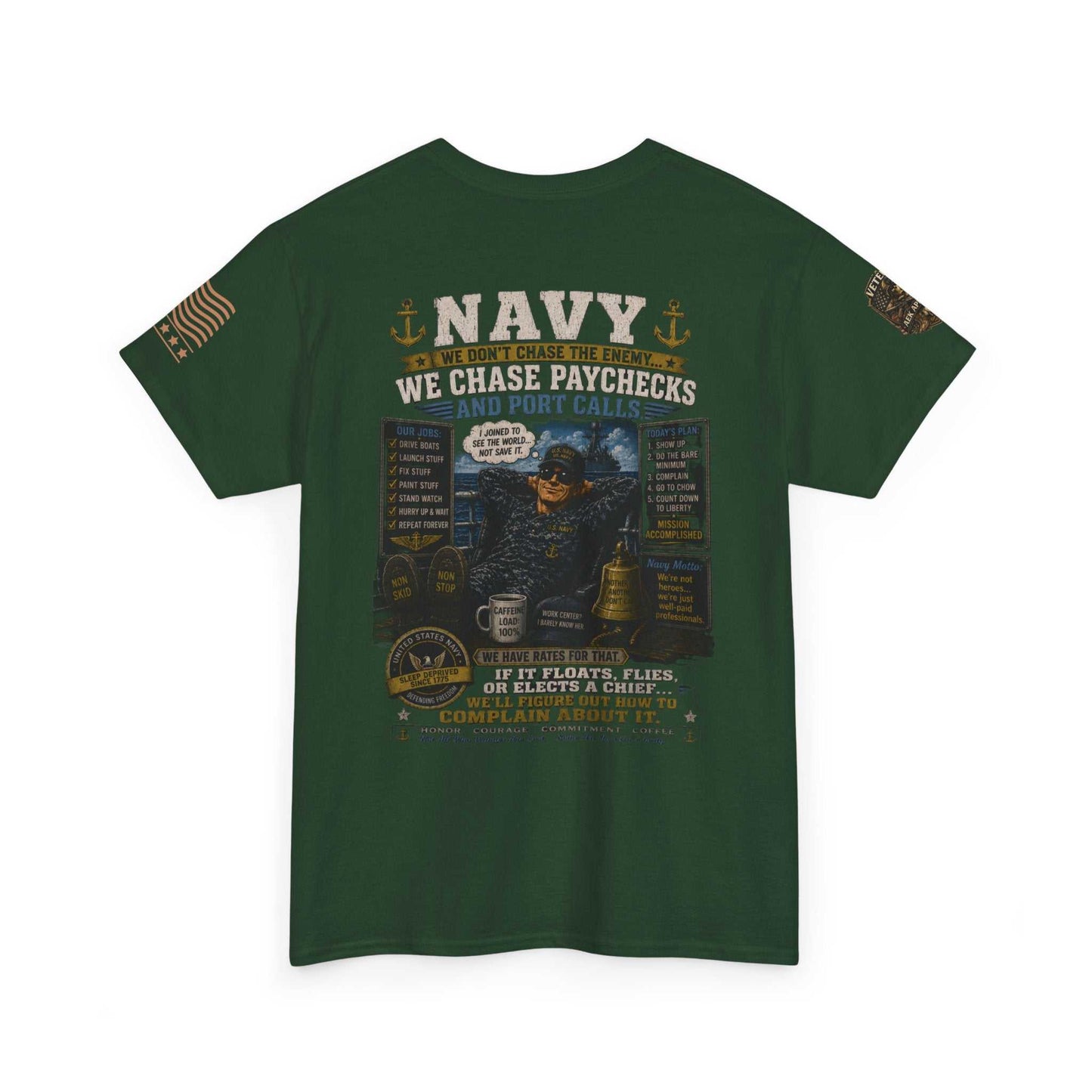 Navy Veteran Graphic Tee - 'Navy: Sea, Salt & Port Calls' Military Shirt