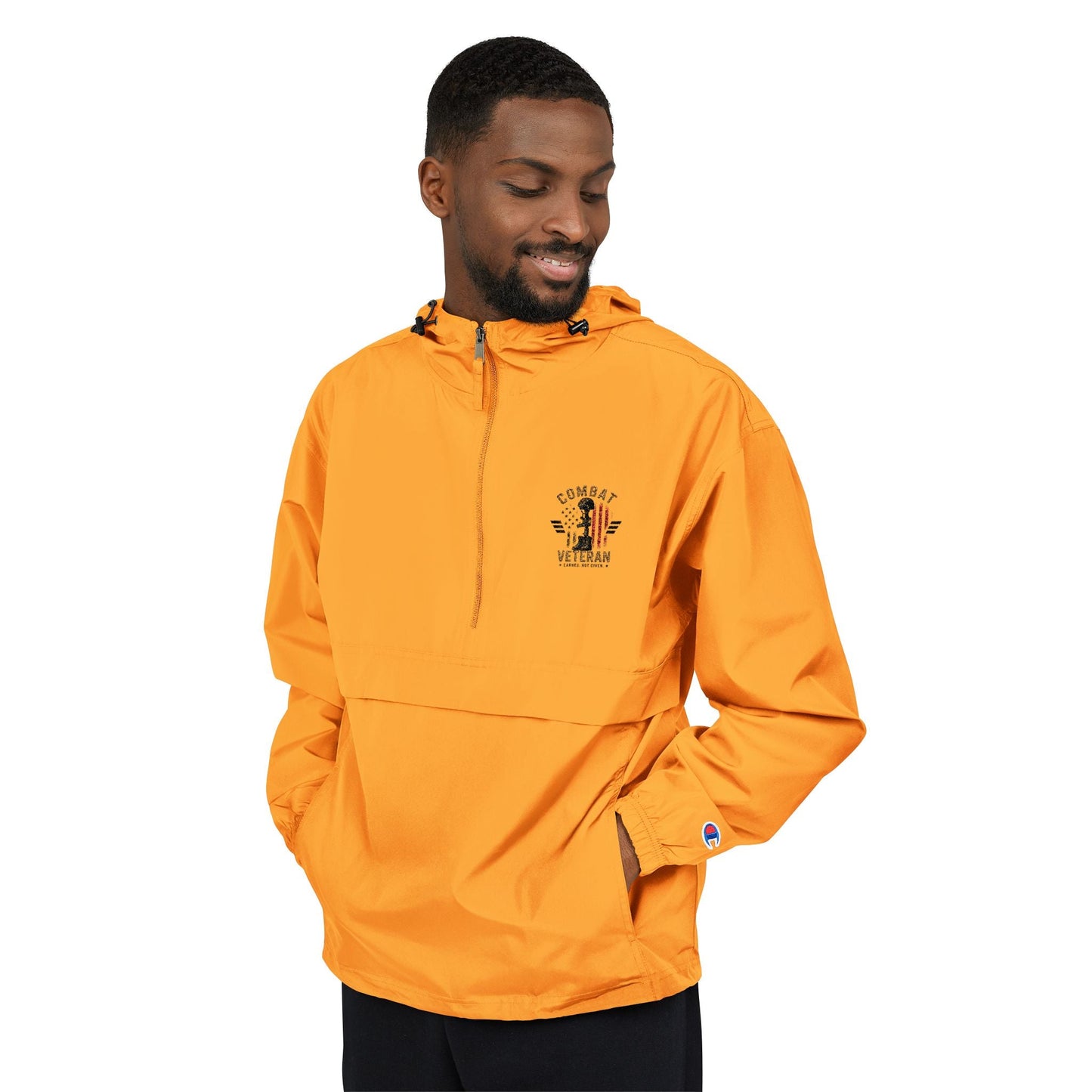 Embroidered "COMBAT VETERAN" Packable Anorak Jacket