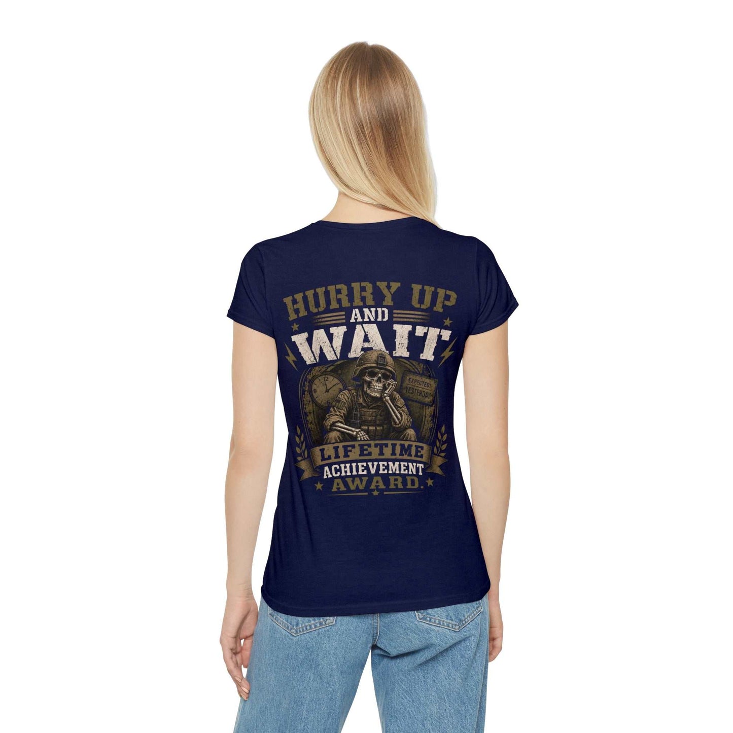 Hurry Up and Wait Skull T-Shirt — Military Veteran Humor Tee