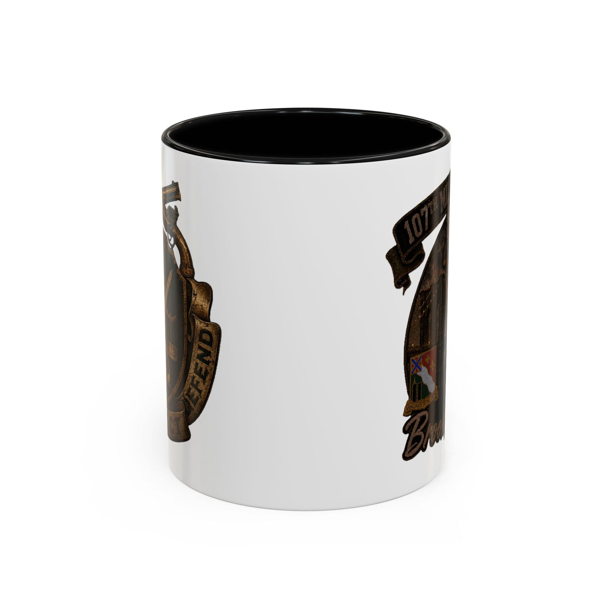 Brooklyn's Finest Military Police ceramic coffee mug with Brooklyn Bridge and Manhattan skyline design