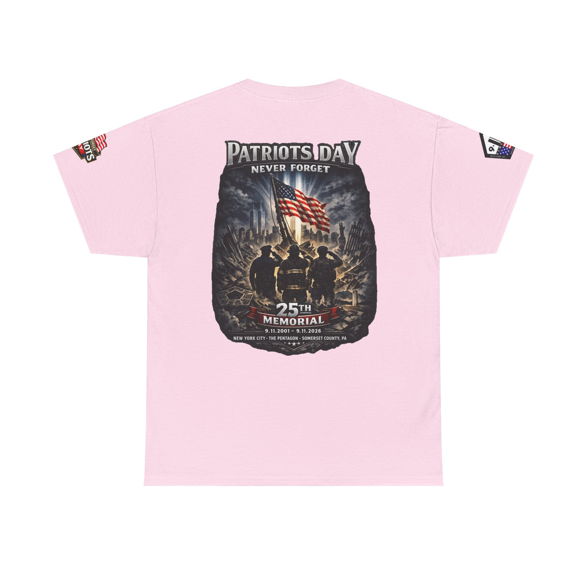 NYARNG Patriots Day Memorial Tee – "Never Forget" 25th Anniversary American Flag Shirt