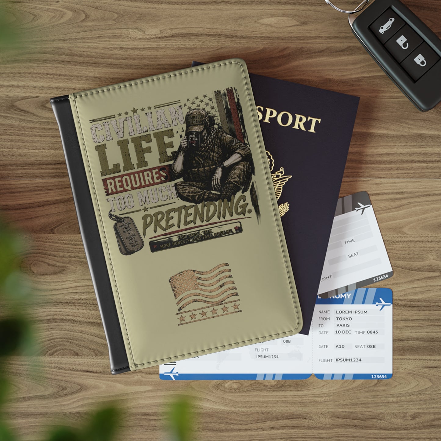 Passport Cover - 'Civilian Life Requires Too Much Pretending' Military Veteran Travel Passport Holder