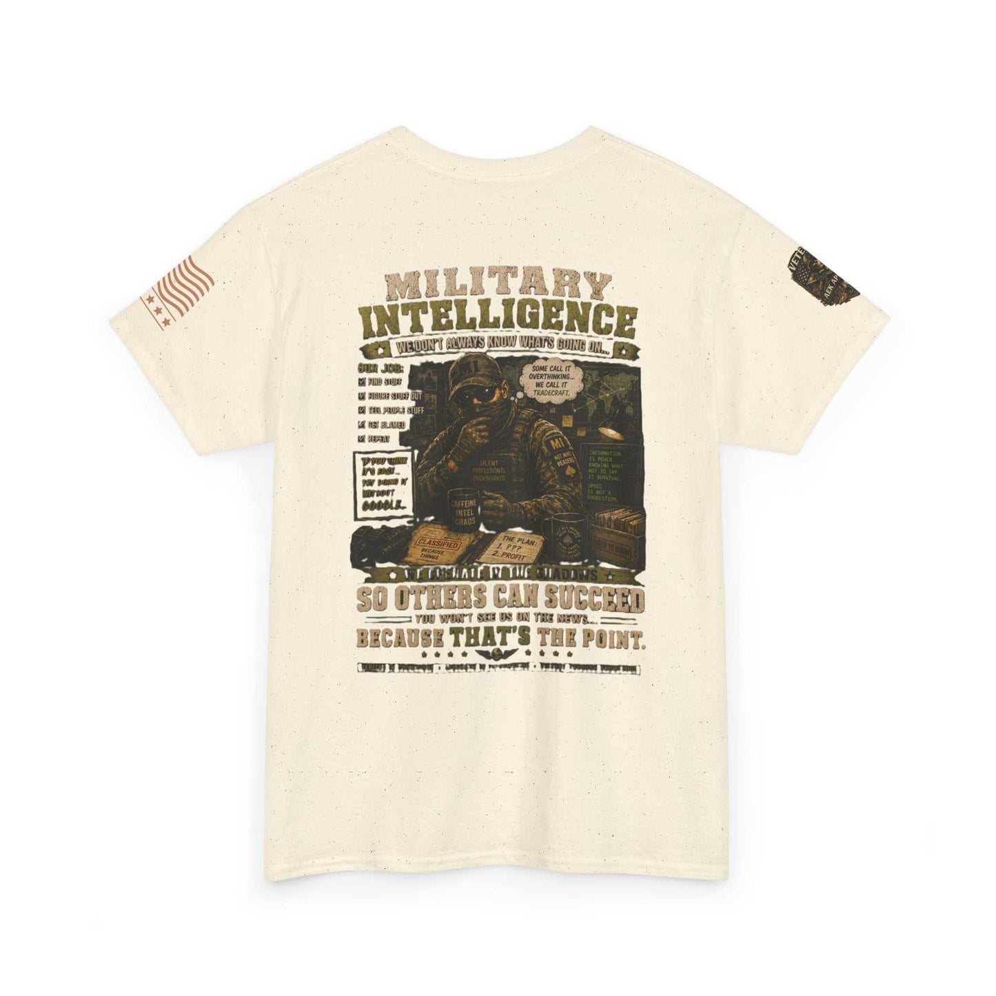 Military Intelligence Graphic Tee — Retro Soldier Design