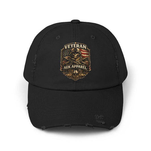 Veteran Distressed Cap - AEK Apparel Patriotic Military Hat