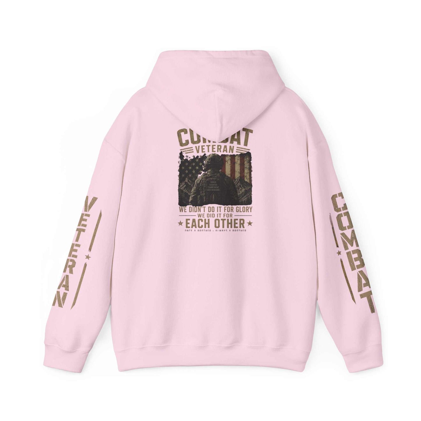 Combat Veteran Hoodie — Patriotic Military Veteran Sweatshirt with 'Combat Veteran' Sleeve Graphics