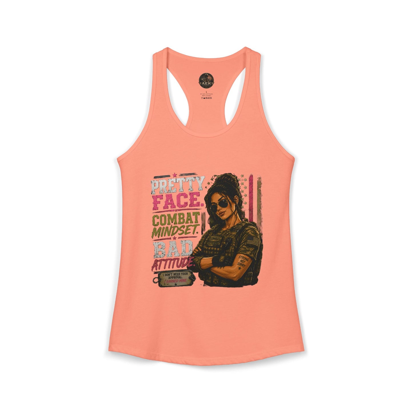 Women's Racerback Tank - "Pretty Face, Combat Mindset"