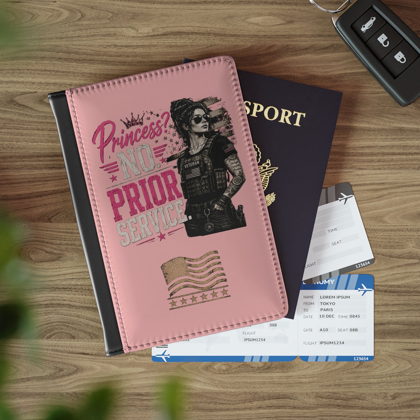 Princess No Prior Service Pink Passport Cover – Patriotic Tough Girl Travel Accessory