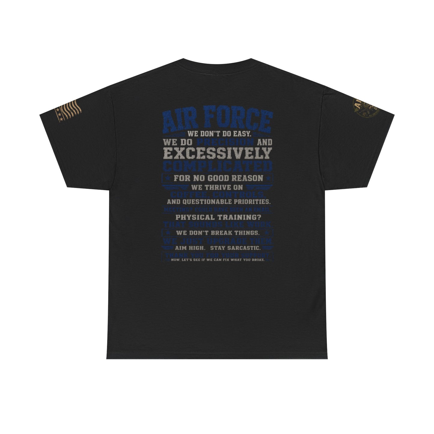 Air Force Crewneck T‑Shirt — "Air Force: Precision & Coffee" Military Graphic Tee