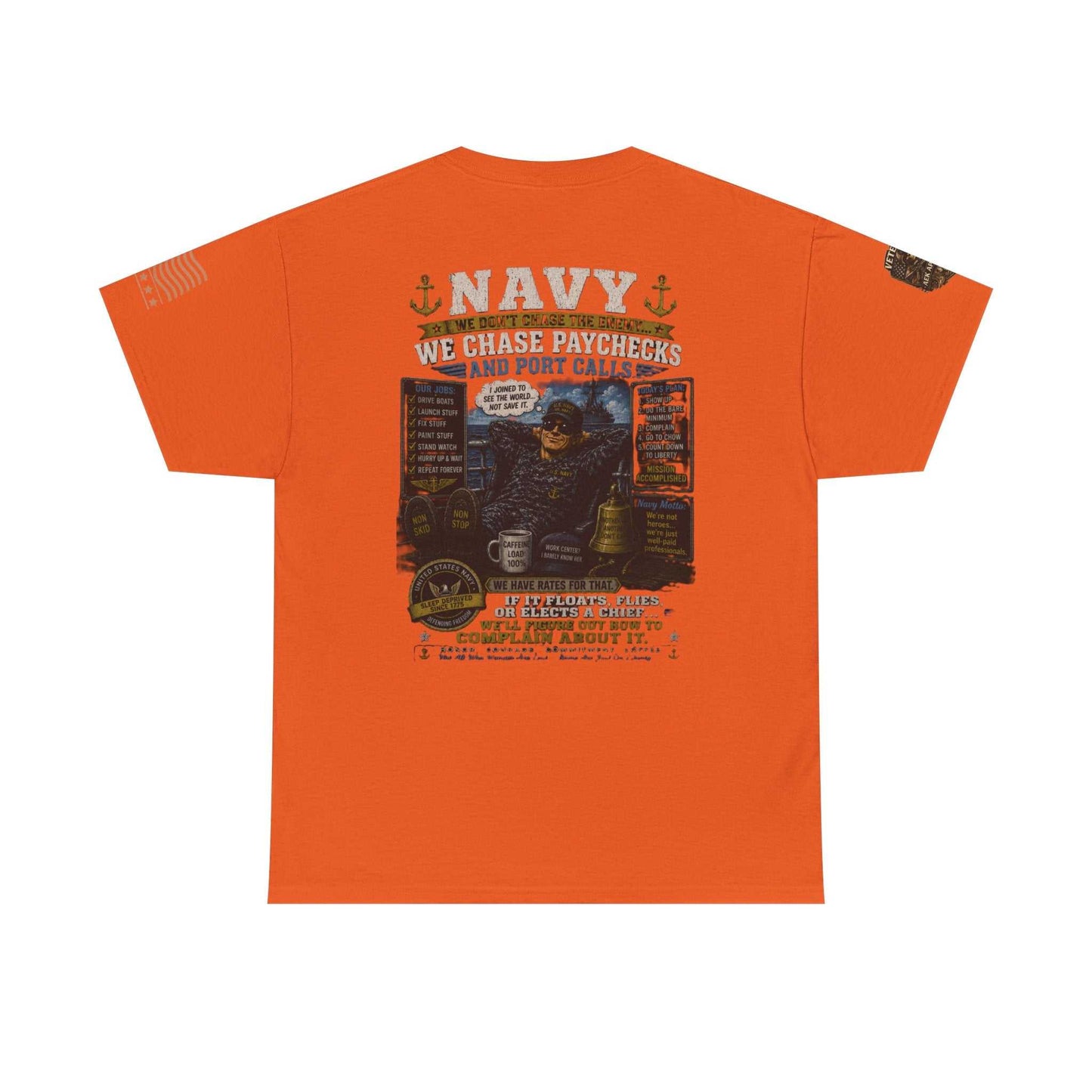 Navy Veteran Graphic Tee - 'Navy: Sea, Salt & Port Calls' Military Shirt