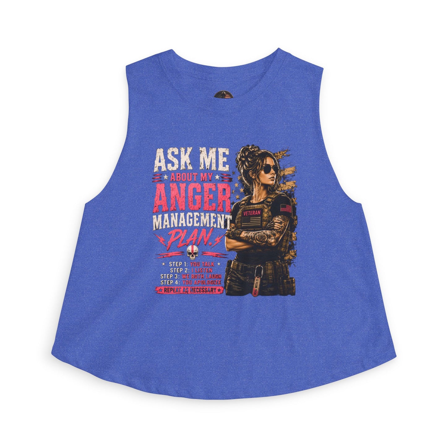 Women's Crop Top - "Ask Me About My Anger Management Plan" Graphic Tank for Strong, Sassy Women