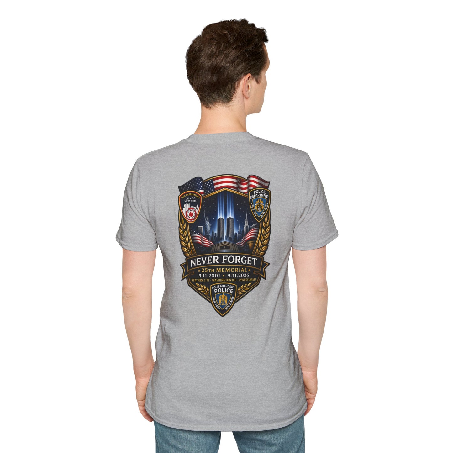 Patriots Day T‑Shirt — American Flag Small Chest Logo