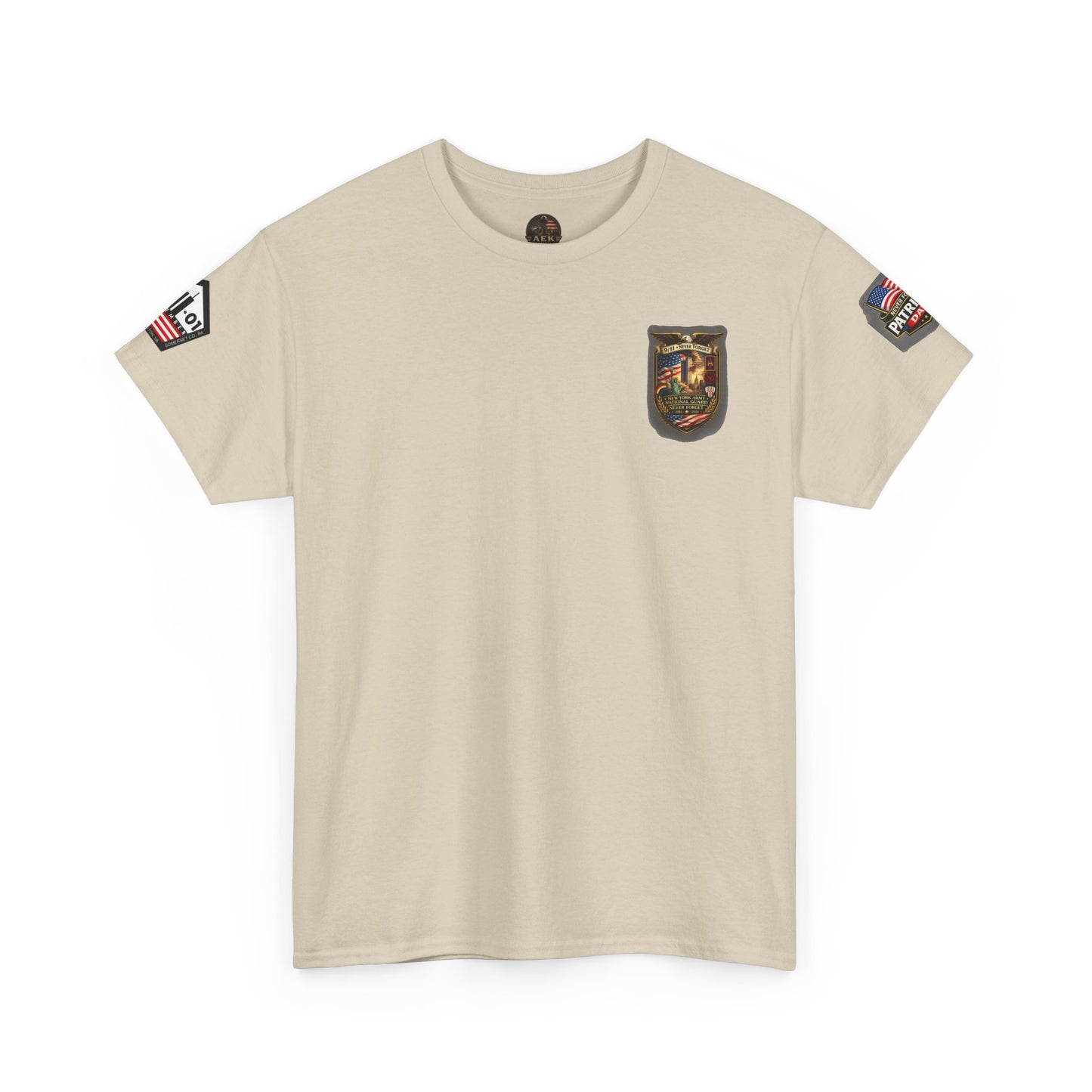 NYARNG Patriots Day Memorial Tee – "Never Forget" 25th Anniversary American Flag Shirt