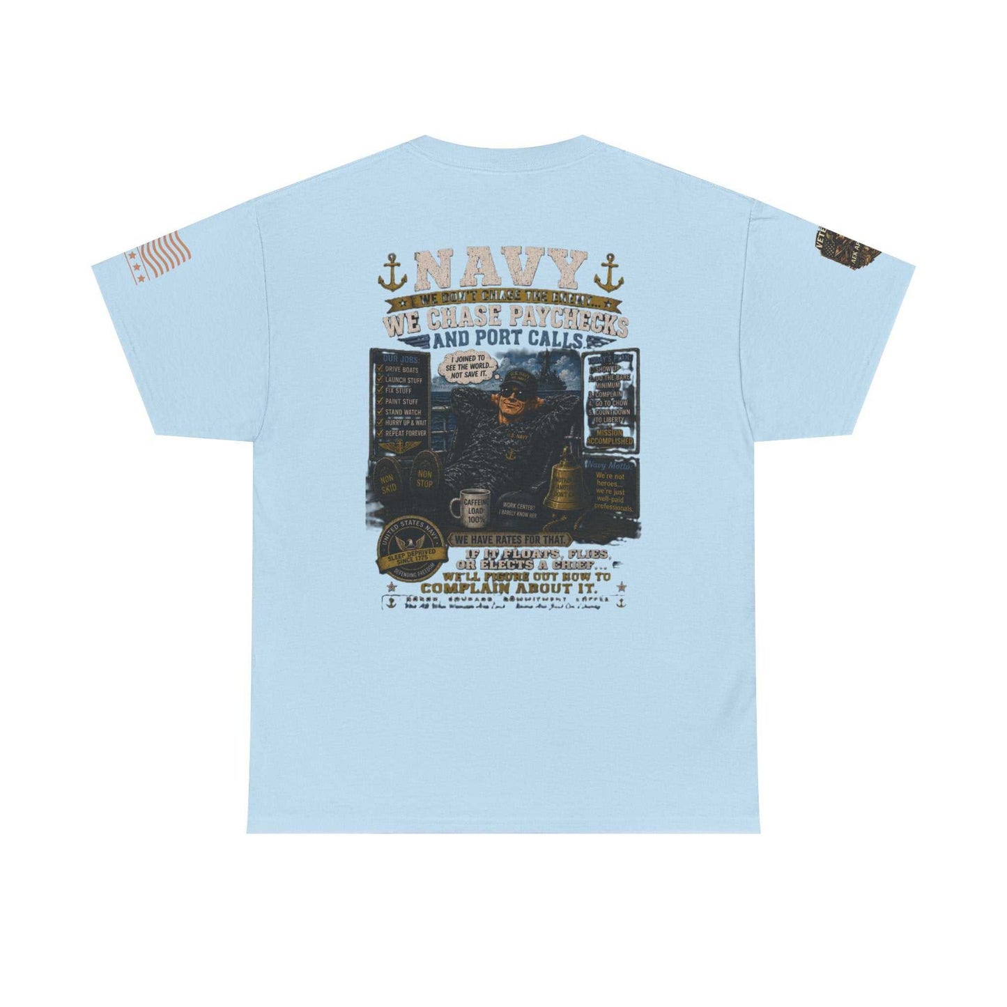 Navy Veteran Graphic Tee - 'Navy: Sea, Salt & Port Calls' Military Shirt