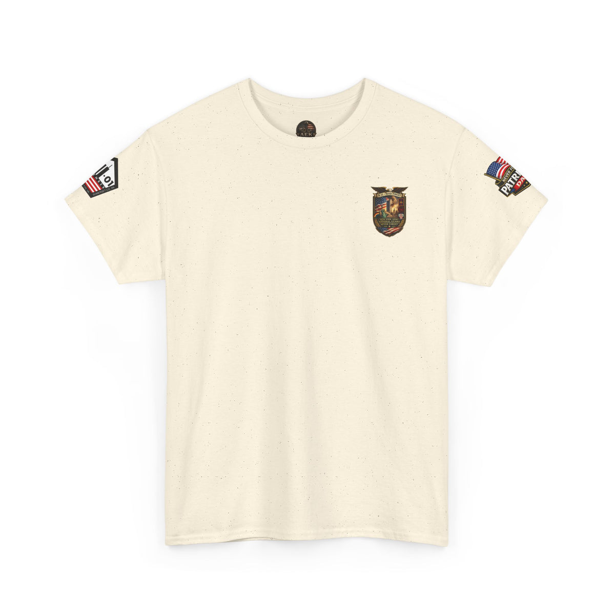 NYARNG Patriots Day Memorial Tee – "Never Forget" 25th Anniversary American Flag Shirt