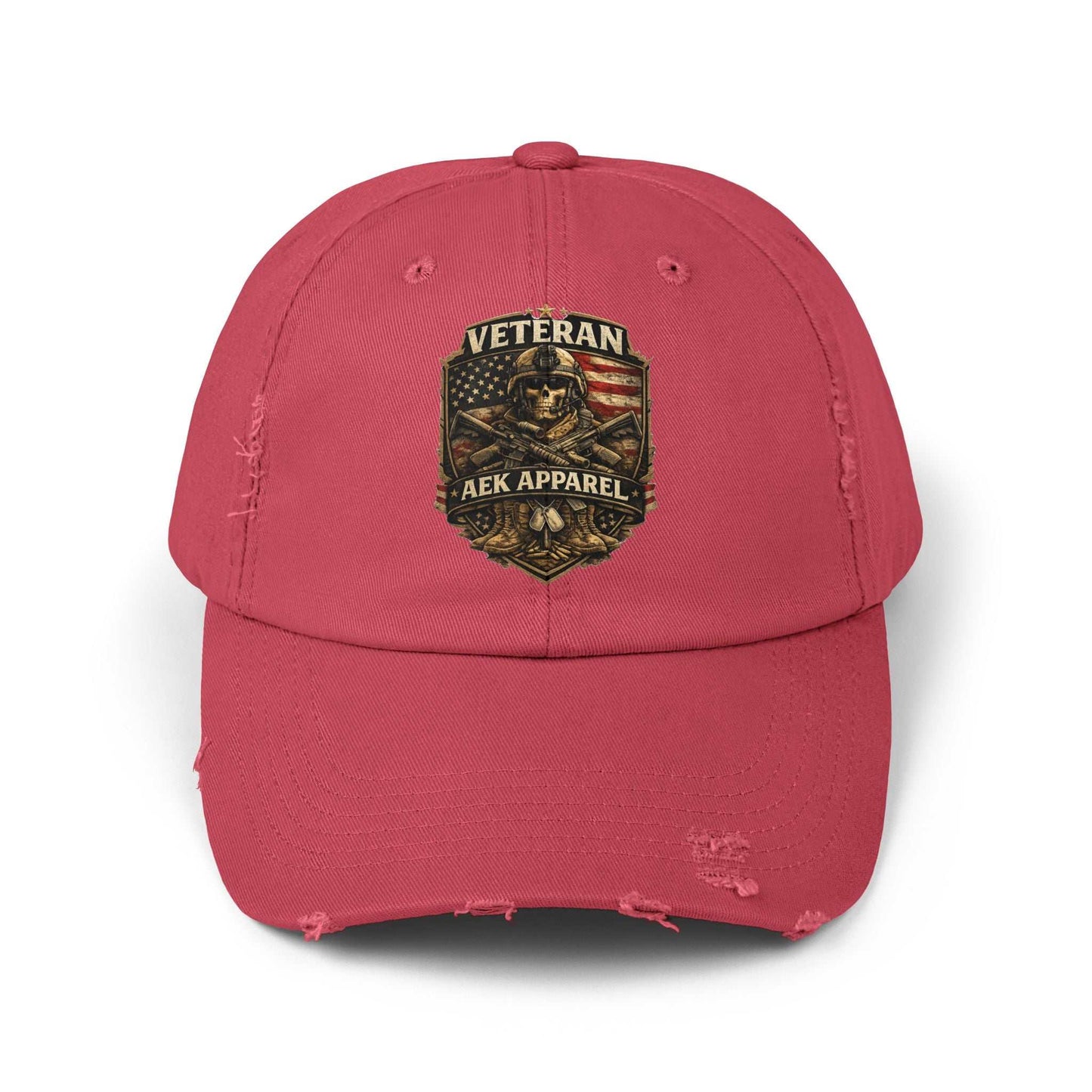 Veteran Distressed Cap - AEK Apparel Patriotic Military Hat