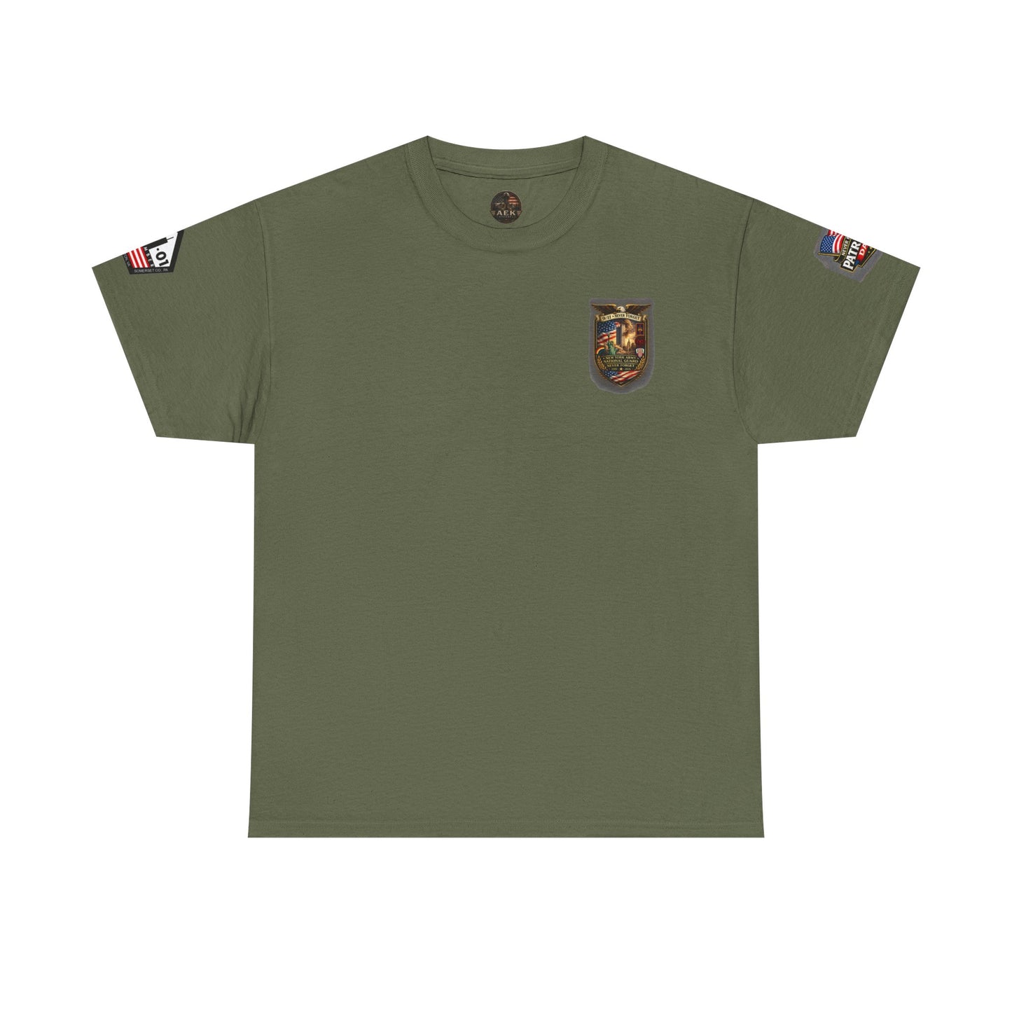 NYARNG Patriots Day Memorial Tee – "Never Forget" 25th Anniversary American Flag Shirt