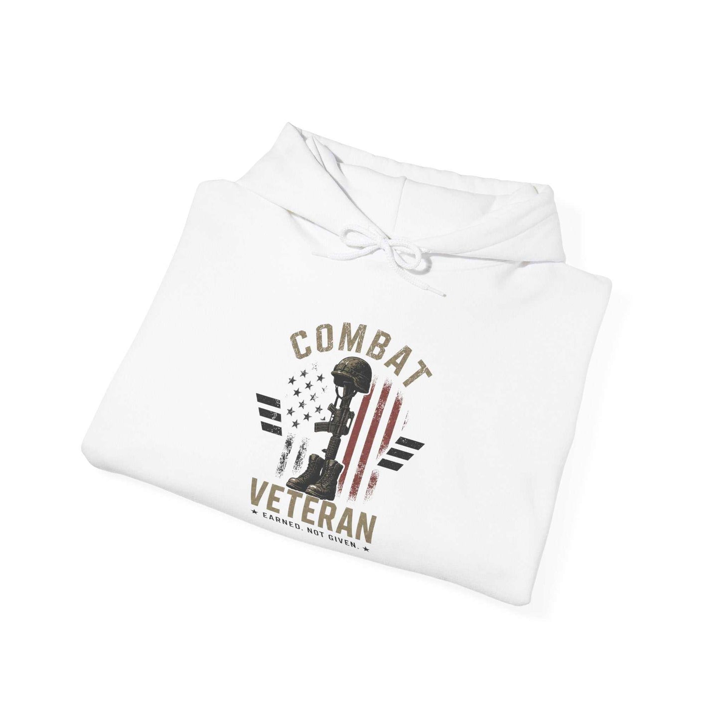 Combat Veteran Hoodie — Patriotic Military Veteran Sweatshirt with 'Combat Veteran' Sleeve Graphics