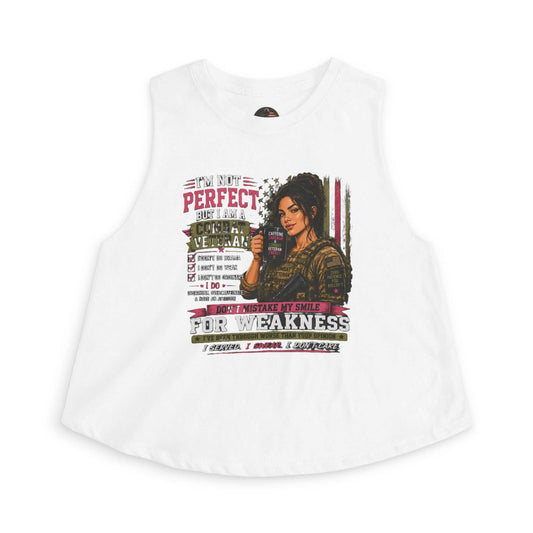 Women's crop top with raw sleeve edges and motivational graphic design