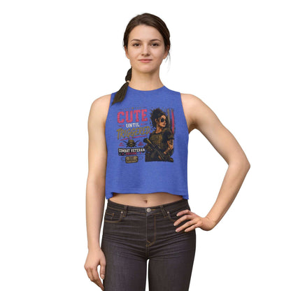 Crop Top — "Cute Until Triggered" Combat Veteran Graphic Tank