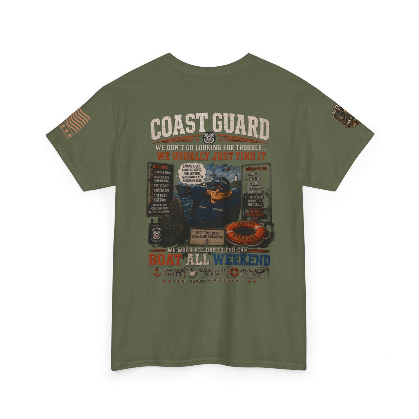 Coast Guard Boat All Weekend T-Shirt — Retro Nautical Rescue Tee