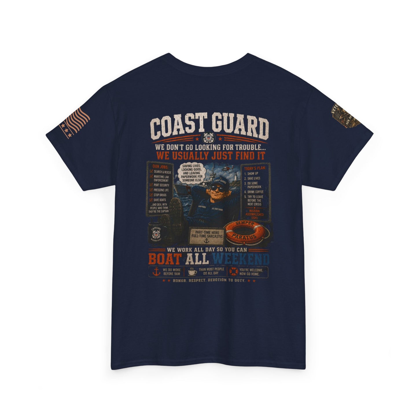 Coast Guard Boat All Weekend T-Shirt — Retro Nautical Rescue Tee