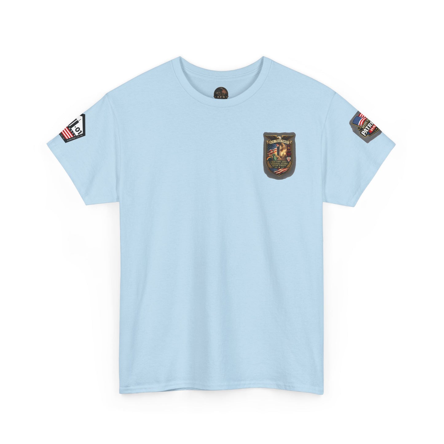 NYARNG Patriots Day Memorial Tee – "Never Forget" 25th Anniversary American Flag Shirt