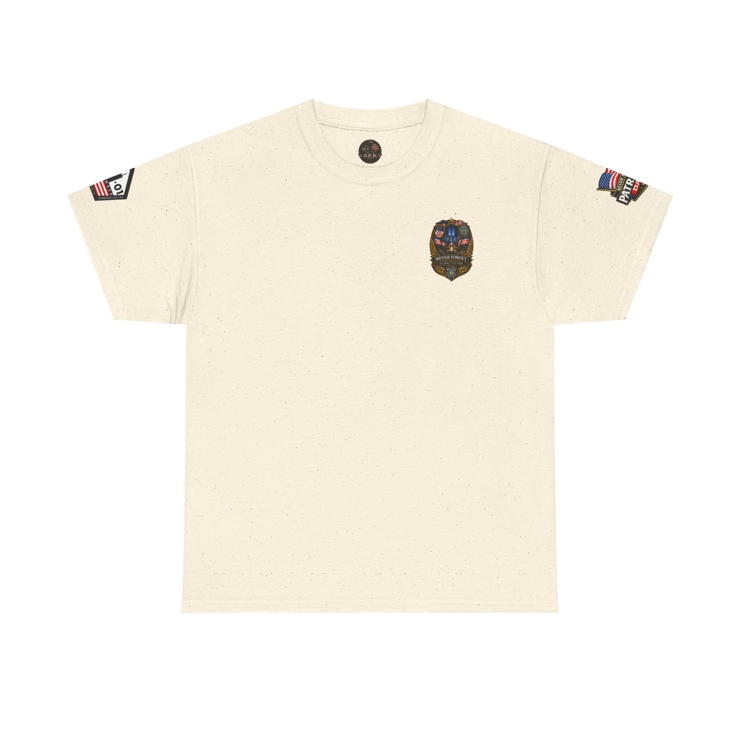 NYPD, FDNY, PAPD-NYNJ Patriots Day Memorial Tee – "Never Forget" 25th Anniversary American Flag Shirt