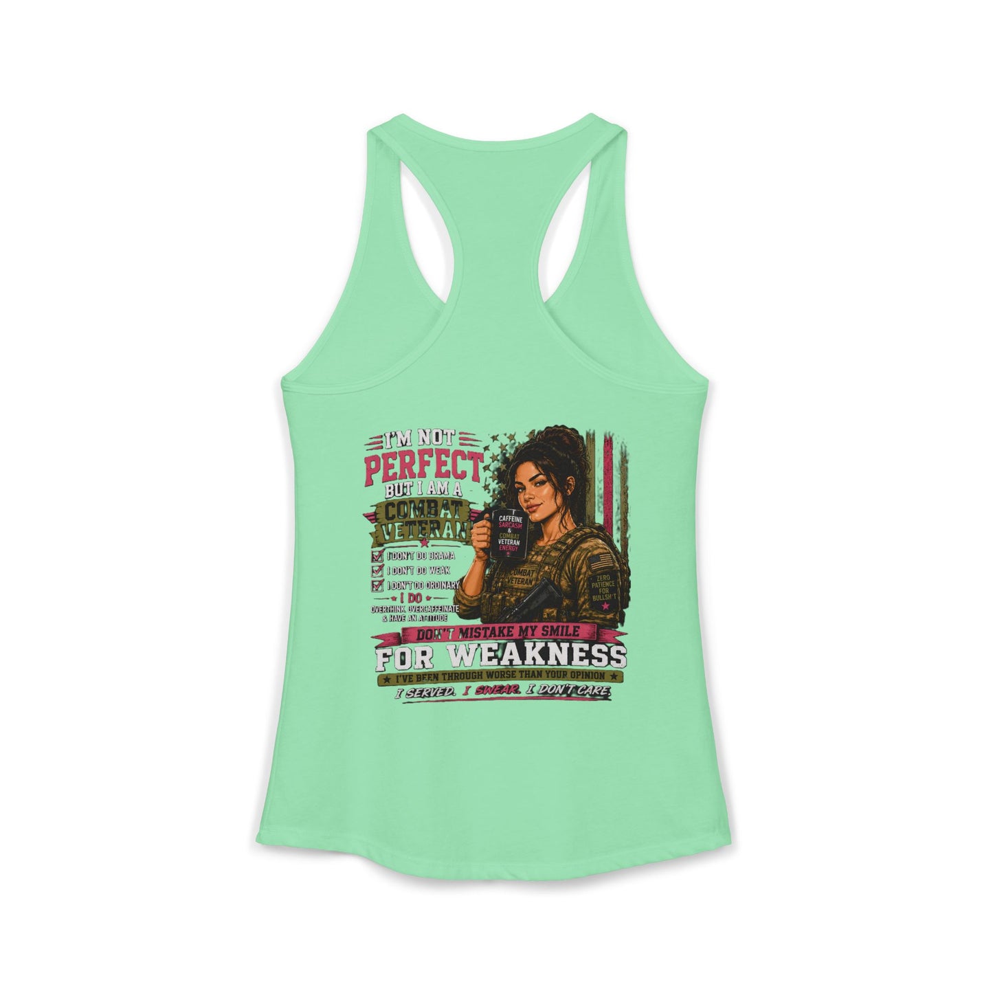 Women's Ideal Racerback Tank - 'I Am Not Perfect, I Am A Combat Veteran'