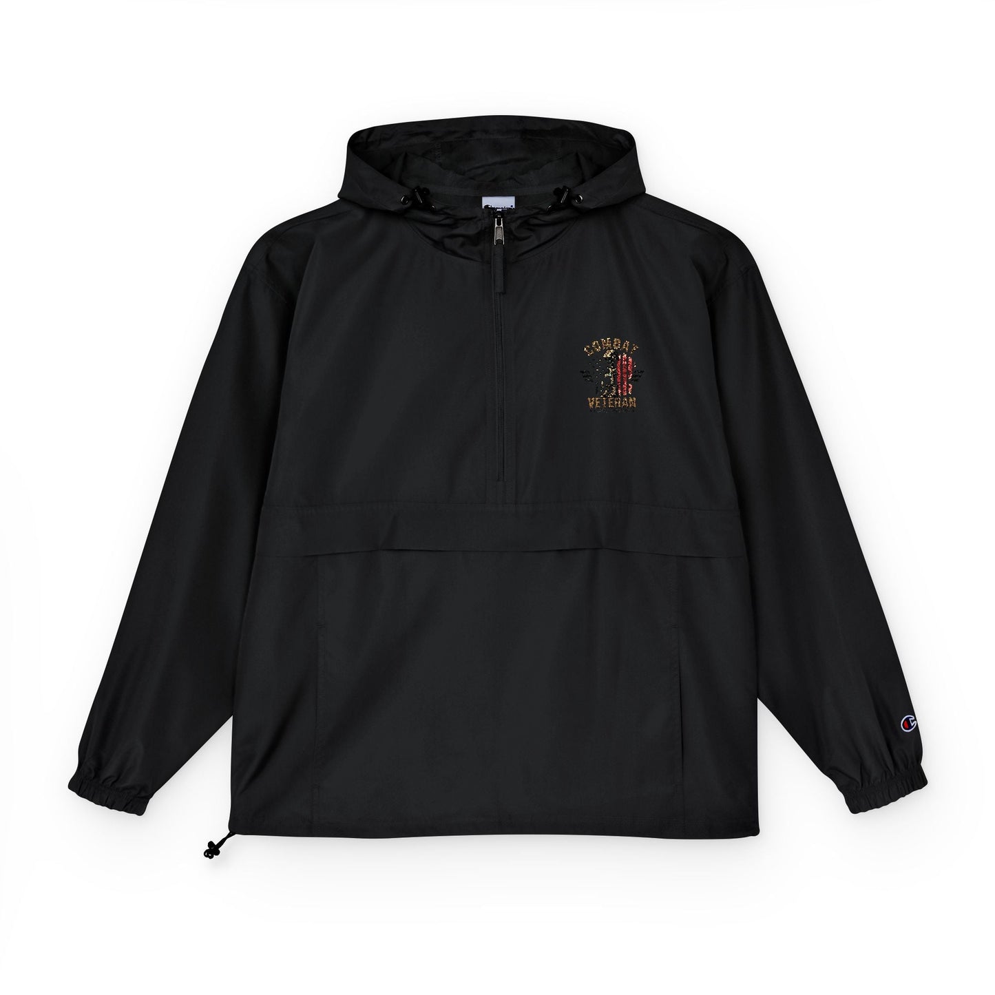 Embroidered "COMBAT VETERAN" Packable Anorak Jacket