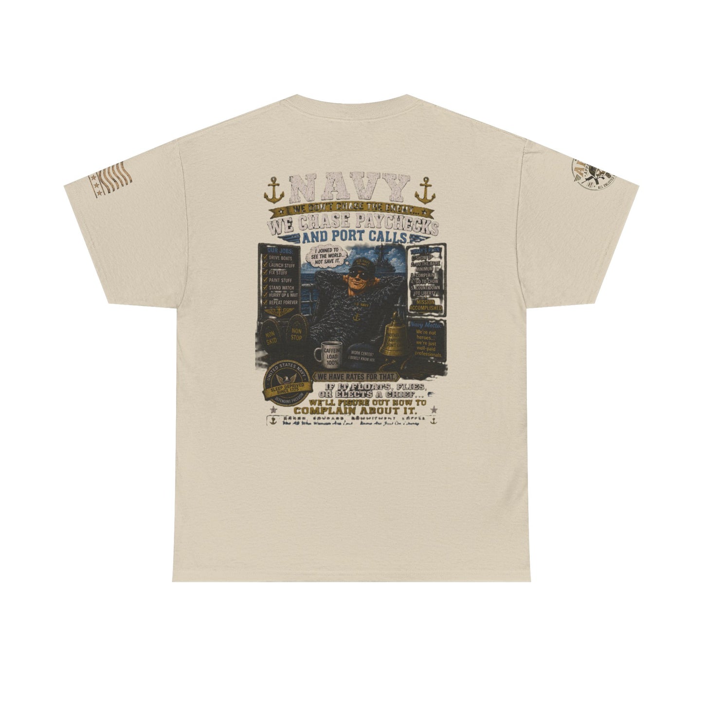 Navy Veteran Graphic Tee – 'Navy: Sea, Ports & Pride' Cotton T-Shirt