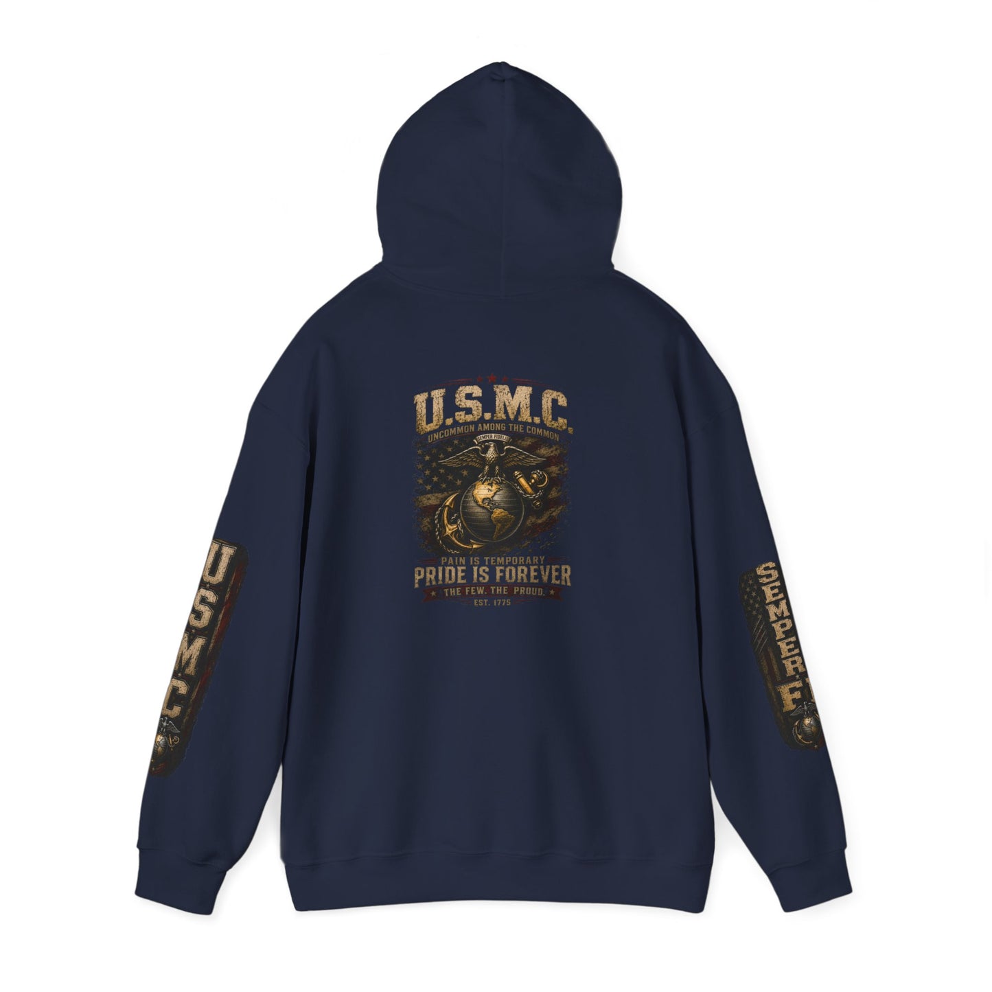 USMC Hoodie - Pride Is Forever Marine Corps Sweatshirt (AEK Skull Design)