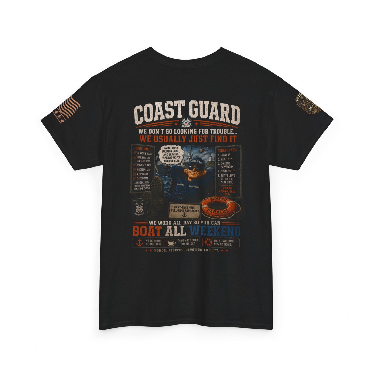 Coast Guard Boat All Weekend T-Shirt — Retro Nautical Rescue Tee