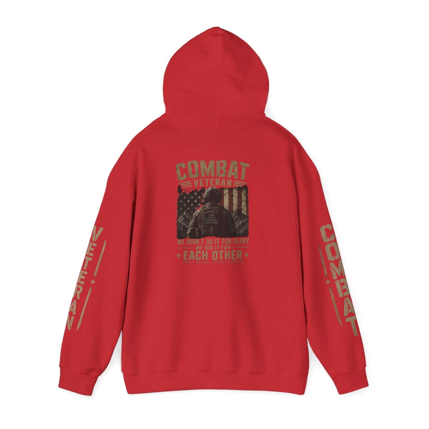Combat Veteran Hoodie — Patriotic Military Veteran Sweatshirt with 'Combat Veteran' Sleeve Graphics