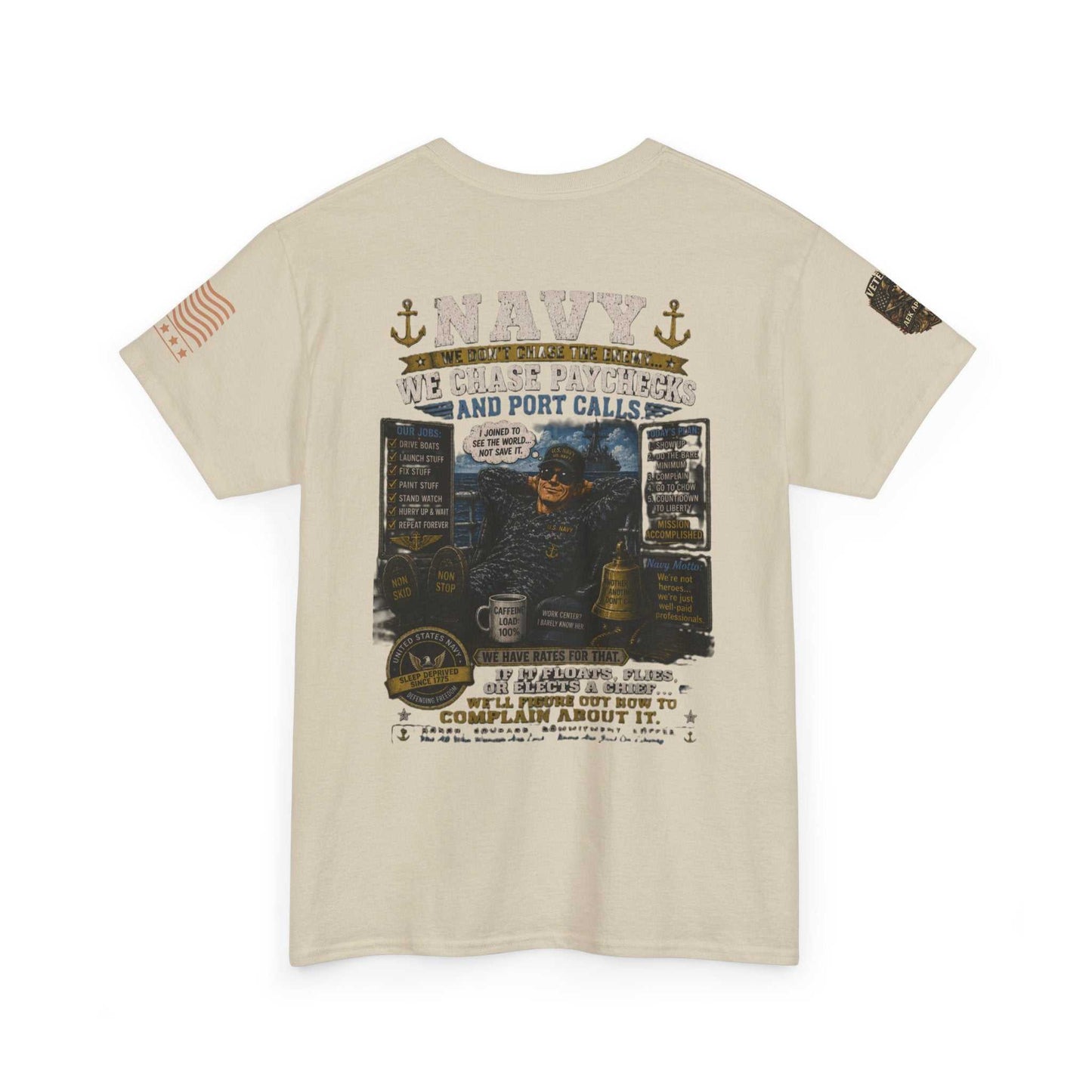 Navy Veteran Graphic Tee - 'Navy: Sea, Salt & Port Calls' Military Shirt